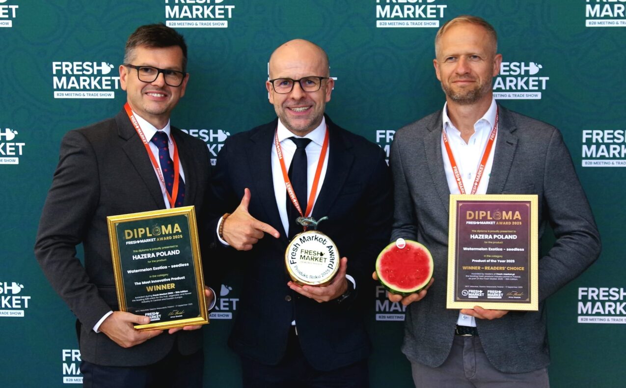 Nagrodę Fresh Market Award w imieniu firmy odebrali: - Michał Taraska - Global Value Chain Lead – Hazera Seeds - Krzysztof Oksentowicz - Menedżer Sprzedaży – Hazera Poland - Piotr Różański – Regionalny Menedżer Sprzedaży – Hazera Poland,