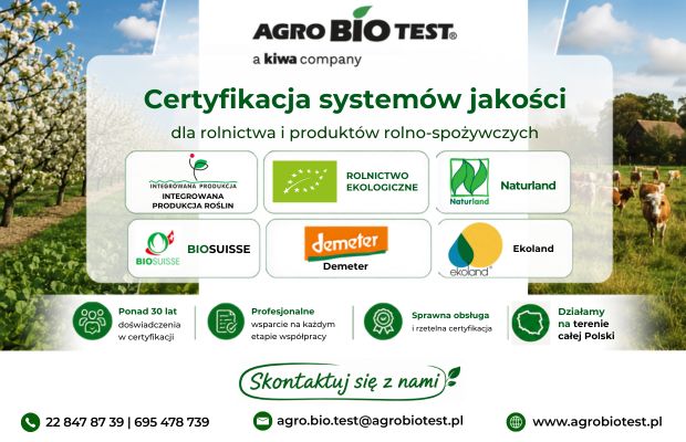 Banner AGRO BIO TEST 2026, jednostki certyfikujące, IPO, Integrowana Produkcja Roślin, Rolnictwo ekologiczne